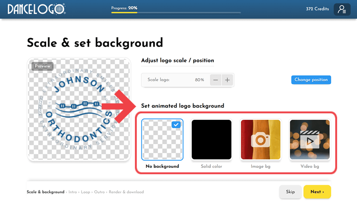 Set your animated logo background