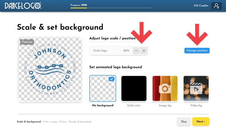 Changing logo position in the animation